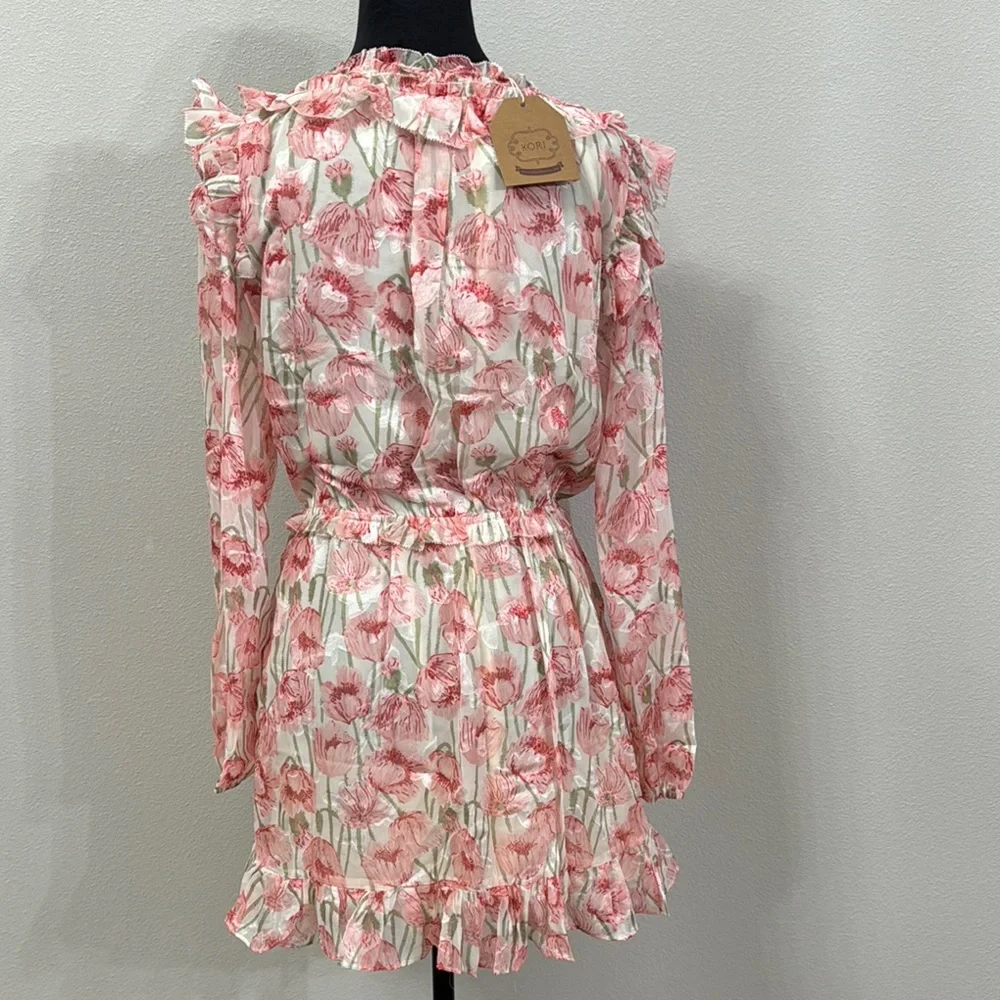 Kori NWT Pink Floral Dress with Ruffles - Picture 5 of 5
